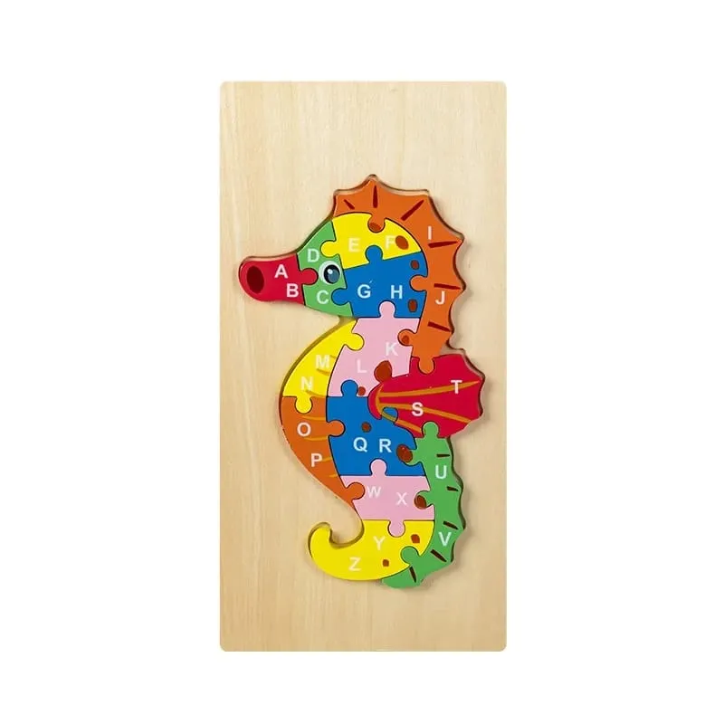 Wooden Alphabet Learning Jigsaw Puzzle Random Character - 191