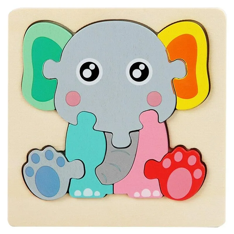 Wooden Toys 3D Puzzle Jigsaw BoardToys for Children Kids Baby Early Educational Brain Teaser Animal Cartoon Puzzle