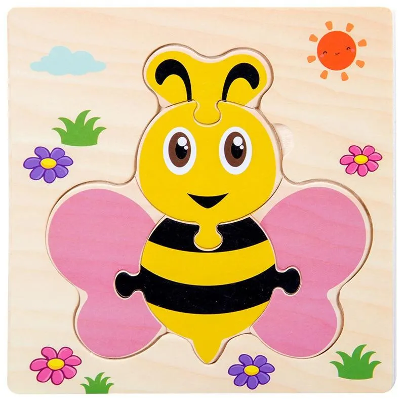 Wooden Toys 3D Puzzle Jigsaw BoardToys for Children Kids Baby Early Educational Brain Teaser Animal Cartoon Puzzle