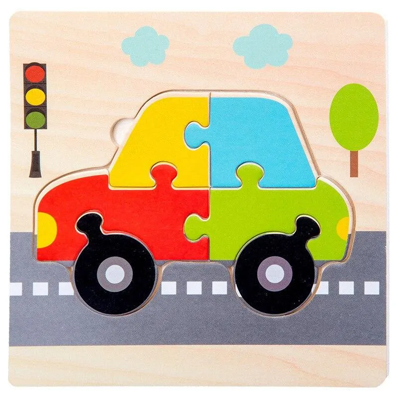 Wooden Toys 3D Puzzle Jigsaw BoardToys for Children Kids Baby Early Educational Brain Teaser Animal Cartoon Puzzle