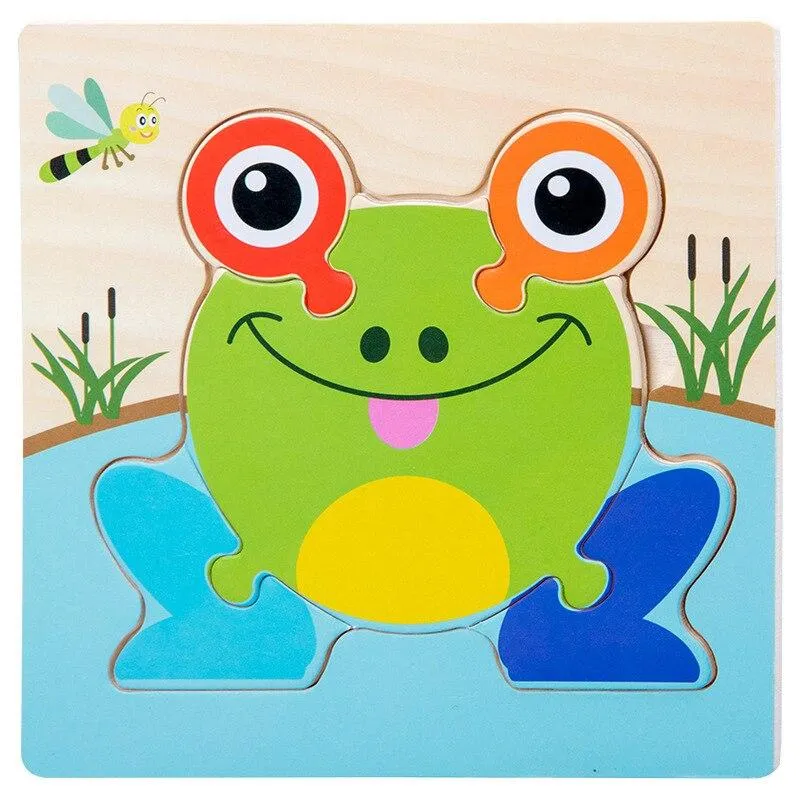 Wooden Toys 3D Puzzle Jigsaw BoardToys for Children Kids Baby Early Educational Brain Teaser Animal Cartoon Puzzle