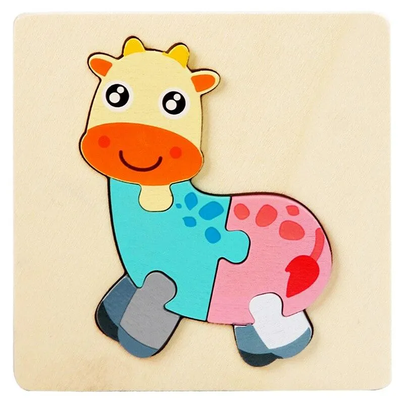 Wooden Toys 3D Puzzle Jigsaw BoardToys for Children Kids Baby Early Educational Brain Teaser Animal Cartoon Puzzle